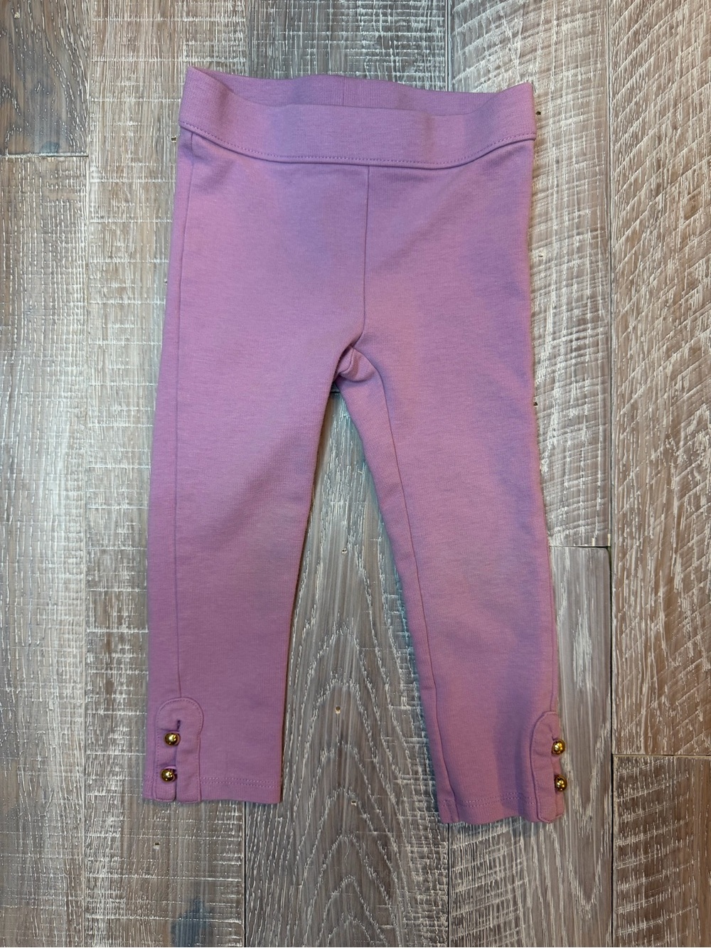 Janie and Jack Lilac Knit Leggings with Gold Button Trim